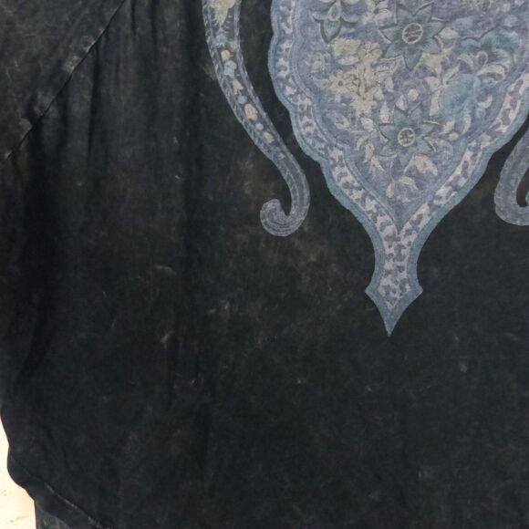 Project Social T Shirt Women S Relaxed Black Paisley Long Sleeve USA Boho Rock - Picture 6 of 11